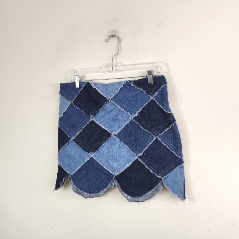 Patchwork Denim Skirt - image 2